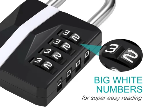 Miniatura 2 de ZHEGE - Candado para gimnasio, candado de combinación resistente a la intemperie para exteriores [2023 Actualizado] Candado de combinación de 4