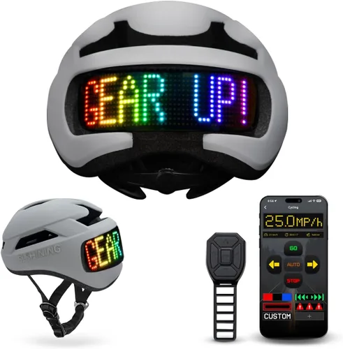 Miniatura 8 de Casco de bicicleta con luz – Casco de bicicleta con pantalla LED DIY para scooter, bicicleta, monopatín – Casco de pantalla LED con patrones Blanco