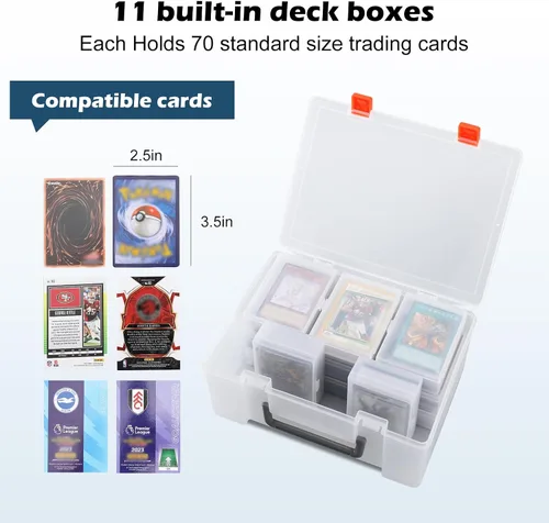 Miniatura 3 de Saichotoy Caja de almacenamiento de tarjetas coleccionables: organizador de tarjetas para más de 800 tarjetas de Pokemon, MTG, Yugioh, TCG con 11