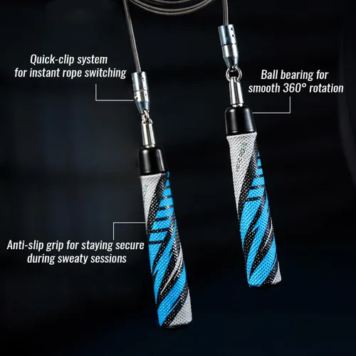 Miniatura 4 de Hererope - Cuerda de saltar 3 en 1 para hombres y mujeres, 1/6 lb, 1/4 lb, 1/2 lb, juego de cuerda de saltar con pesos intercambiables con Azul &