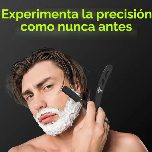 Miniatura 8 de The Cut Factory® Navaja recta para hombres, navaja de barbero profesional con borde recto para un afeitado suave y cómodo. Estuche de regalo de Negro