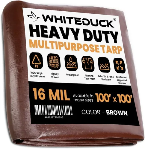 Miniatura 55 de WHITEDUCK Lona de polietileno súper resistente de 16 mil de grosor, 12 x 16 pies, impermeable, 100% resistente a los rayos UV, a prueba de Azul- 16