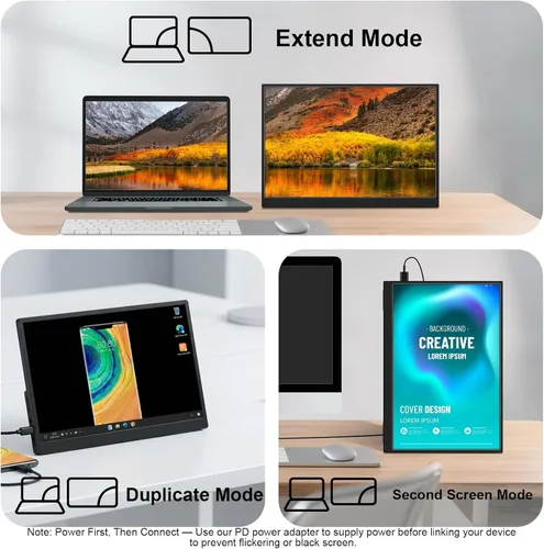 Miniatura 6 de IBW Monitor IPS FHD 1280P de 10.5 pulgadas, 500 liendres 2000:1, monitor portátil ultrafino USB-C HDMI HDR con soporte y doble altavoz, monitor