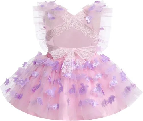 Miniatura 3 de Vestido para sesión de fotos de fiesta de cumpleaños con espalda descubierta para bebé, niña, mariposa, fresa, volantes, princesa, pastel, fiesta