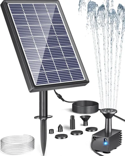 Miniatura 10 de Biling Bomba solar para fuente de agua, baño solar para pájaros, al aire libre con tubo, bomba de fuente de energía solar para estanque de pájaros