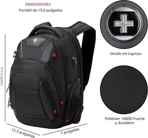Miniatura 3 de Swissdigital - Mochila de diseño para viaje para hombres, compatible con TSA, con carga USB, protección RFID, mochila de negocios para laptops
