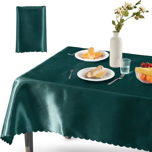 Miniatura 11 de Homiest Mantel de satén, 60 x 84 pulgadas, color negro, superposición brillante, decoración de mesa rectangular sedosa para bodas, graduaciones