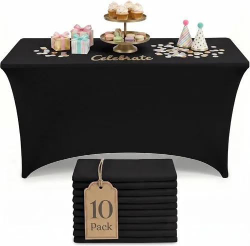 Miniatura 14 de Utopia Kitchen Mantel rectangular de spándex de 4 pies [1 unidad, negro] 200 GSM elástico, ajustado, lavable y resistente a las arrugas, cubierta