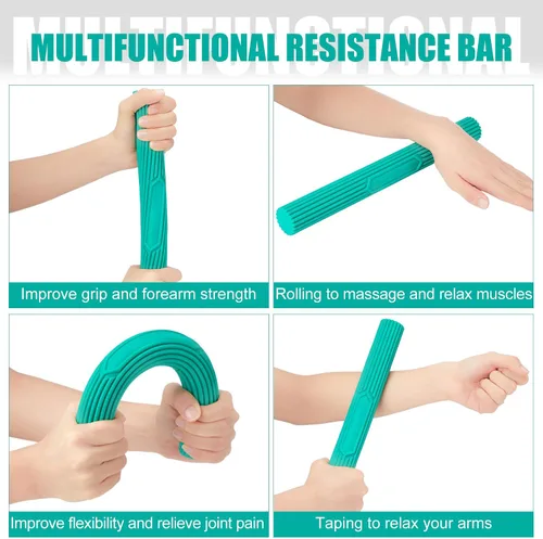Miniatura 4 de Silipull 3 barras ejercitadoras de mano con 3 pelotas de ejercicio de mano, barras de resistencia para terapia física, bolas flexibles de codo