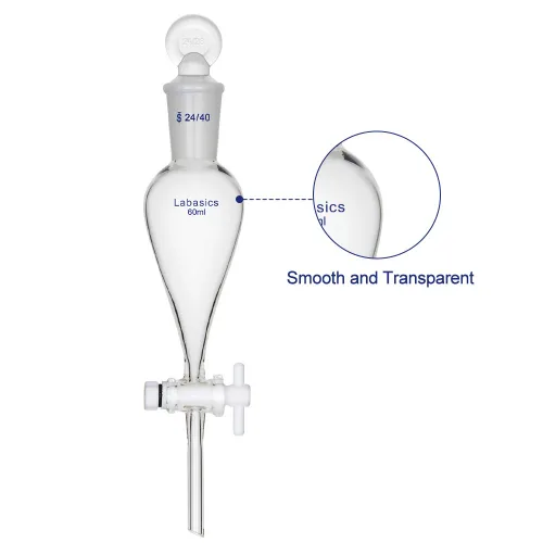 Miniatura 3 de Labasics Embudo separador cónico de vidrio borosilicato 2.0 fl oz con llave de paso de PTFE, 2.0 fl oz