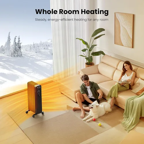 Miniatura 7 de Calentador de radiador eléctrico portátil, calentadores de espacio con relleno de aceite con 3 ajustes de calor, termostato ajustable, protección