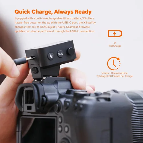 Miniatura 4 de Godox Disparador de flash inalámbrico X3-S para cámaras Sony, sistema inalámbrico X 2.4G TTL Autoflash HSS1/8000s OLED Pantalla táctil de alto