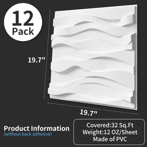 Miniatura 3 de Art3d - Panel de pared decorativo 3D, 32 pies cuadrados de PVC para decoración de paredes interiores en sala de estar, dormitorio, vestíbulo, Océano