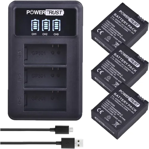 Paquete de 3 baterías de repuesto AHDBT-301 AHDBT-302 para cámara de acción Gopro HD Hero 3+ Hero3 + cargador de batería USB LED de 3 ranuras con