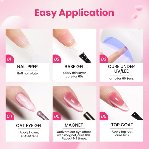 Miniatura 50 de Beetles - Kit de esmalte de uñas de gel con luz UV – 80 piezas de encantamiento de color, kit de uñas de gel de 55 colores con capa base de todo