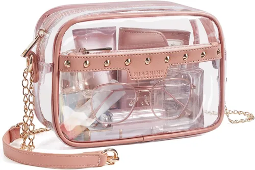 Miniatura 13 de Missnine Bolsa transparente para eventos de estadio, bolsa transparente acolchada para mujeres aprobada para estadio, bolsa cruzada de PVC
