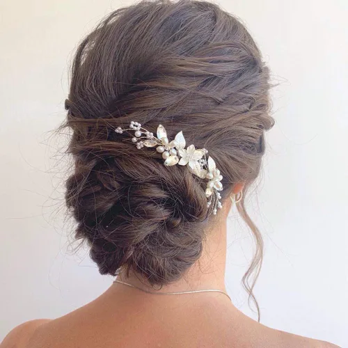 Miniatura 8 de JAKAWIN Accesorios para el cabello de boda Pin de pelo de novia Clip de pelo de novia para mujeres (plata)