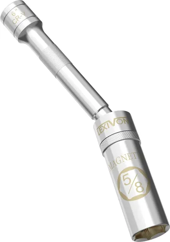 LEXIVON Bujía magnética giratoria de 5/8 pulgadas, unidad de 3/8 pulgadas x 6 pulgadas de longitud total, diseño magnético mejorado con enchufe de