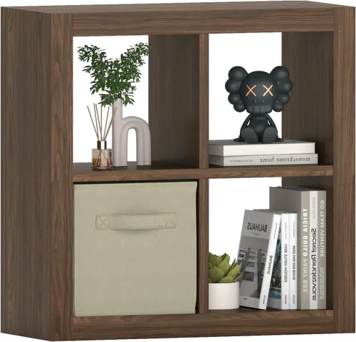 Miniatura 39 de furtble Estantería organizadora de almacenamiento de 8 cubos, moderna estantería abierta de madera, estante de exhibición multifuncional para sala