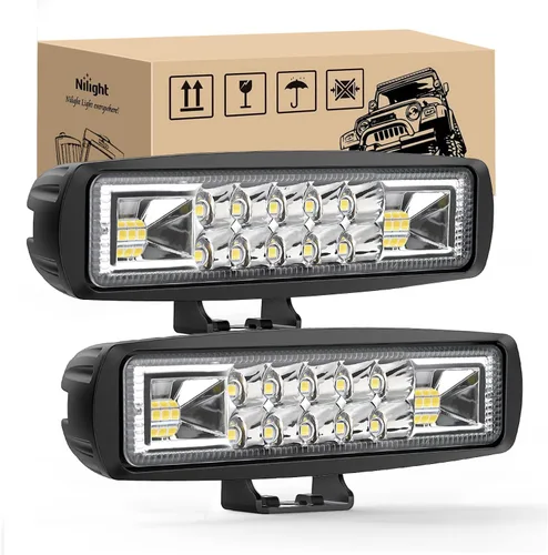 Miniatura 12 de Nilight Barra de luz LED marina, 2 unidades, 18 W, blanco, 150°, haz de inundación, ponton, barco, cubierta, luces de muelle, IP67, impermeable