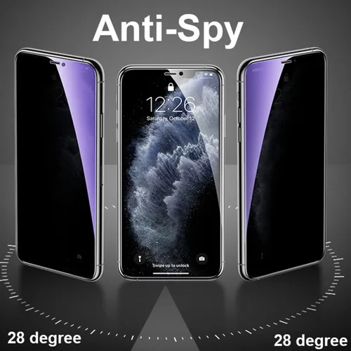 Miniatura 2 de Juego de 3 piezas de vidrio templado de privacidad anti-azul para iPhone Xs Max/iPhone 11 Pro Max, protector de pantalla antiespía, película