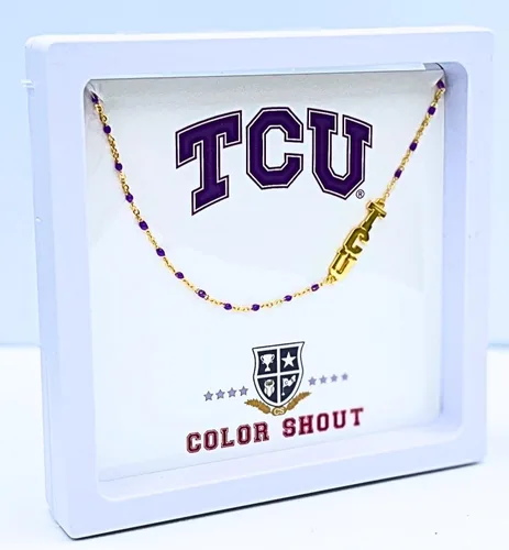 Miniatura 5 de Color Shout El collar de la Universidad Cristiana de Texas collar de cuentas de esmalte TCU conjunto lateral