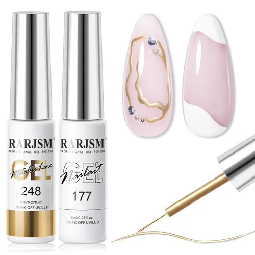 Miniatura 12 de RARJSM Gel Liner - Esmalte de uñas de gel reflectante con purpurina para arte de uñas, pincel fino, plateado, neón, rosa intenso, pintura