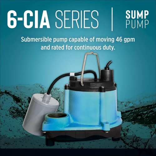 Miniatura 6 de Little Giant 6-CIA-RFS 115 Voltios, 1/3 HP, 2760 GPH Bomba Sumergible de Hierro Fundido con Interruptor de Flotador Mecánico Piggyback, Cable de 10