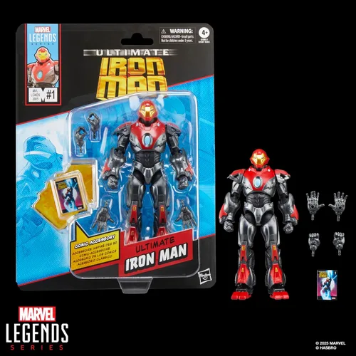 Miniatura 12 de Serie Marvel Legends Ultimate Iron Man, Figura de acción coleccionable de 6 pulgadas inspirada en cómics con accesorio de cómic a
