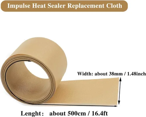 Miniatura 3 de 10 piezas de repuesto para selladora de impulso para selladora de calor de carcasa de hierro de 12 pulgadas (5 mm de ancho), con tira de tela