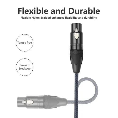 Miniatura 4 de Cable de audio de equilibrio de 3 pines hembra a hembra, cables de conexión de micrófono de 3 pines, cables de conexión XLR hembra a hembra DMX