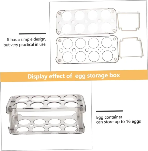 Miniatura 9 de Bandeja de cartón para huevos con tapa, contenedores para huevos para refrigerador, soporte para huevos, contenedor transparente con tapa, Negro