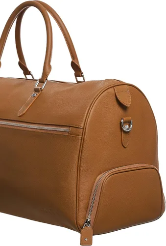 Miniatura 4 de Bolsa de viaje de piel auténtica con compartimento para zapatos, bolsa de fin de semananoche, bolsa de mano, Marrón