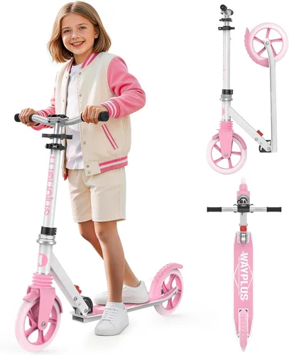 WAYPLUS KS1 Kick Scooter para mayores de 6 años, niños, adolescentes y adultos. Carga máxima de 240 libras. Plegable, ligero, ruedas grandes de 8