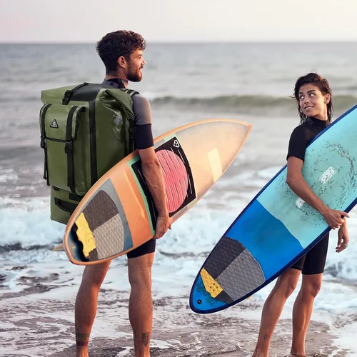 Miniatura 7 de Haimont Mochila enrollable 100% impermeable de gran capacidad IPX7, bolsa seca con bolsillos y válvula de aire, kayak, campamento, 60/100L