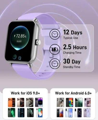 Miniatura 6 de Relojes inteligentes para mujeres/hombres, 1.85 pulgadas HD Alexa incorporado Smart Wacth para teléfonos Android/iPhones con SpO2 y monitor
