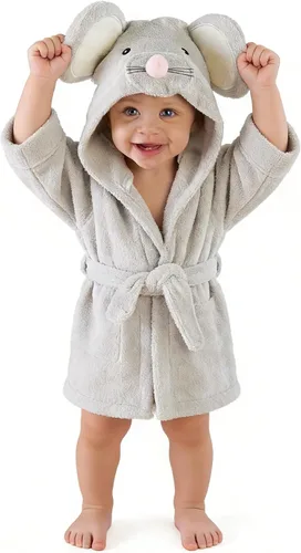 Miniatura 6 de Albornoz de bebé con capucha toallas unisex para niños toalla de baño para niños Terry ultra absorbente mantas duraderas