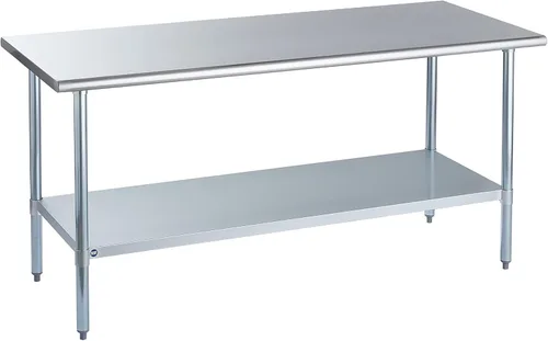 Miniatura 39 de Mesa de acero inoxidable para preparación y trabajo con protector contra salpicaduras, 24x72 pulgadas