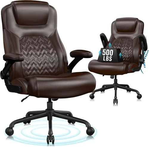 Miniatura 7 de Flysky Silla de oficina ergonómica ejecutiva, silla de oficina grande y alta para personas pesadas, piel sintética, soporte lumbar, reposabrazos