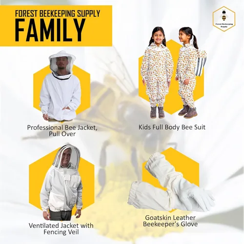 Miniatura 7 de Forest Beekeeping Traje de apicultura Adecuado para apicultores principiantes y comerciales Overol de algodón blanco con capucha Cremalleras