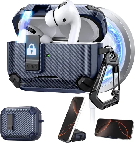 Miniatura 30 de Maxjoy Funda protectora para AirPods 4 2024, funda protectora para AirPods de 4ª generación con bloqueo automático, compatible con MagSafe, Verde