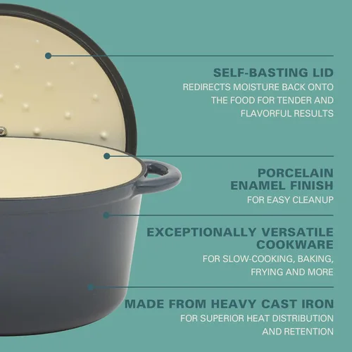 Miniatura 3 de Gibson Home Addlestone - Olla holandesa de hierro fundido esmaltado de 7 cuartos de galón con tapa, redonda, apta para horno hasta 500 °F, ideal