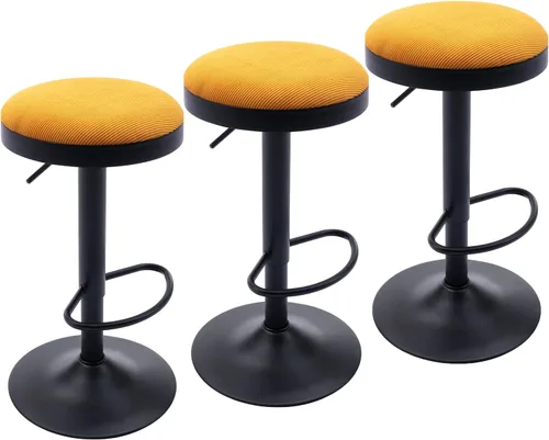 Miniatura 21 de CIMOTA Juego de 2 taburetes de bar redondos giratorios con espalda descubierta ajustable, taburete de bar moderno industrial para cocina, hogar