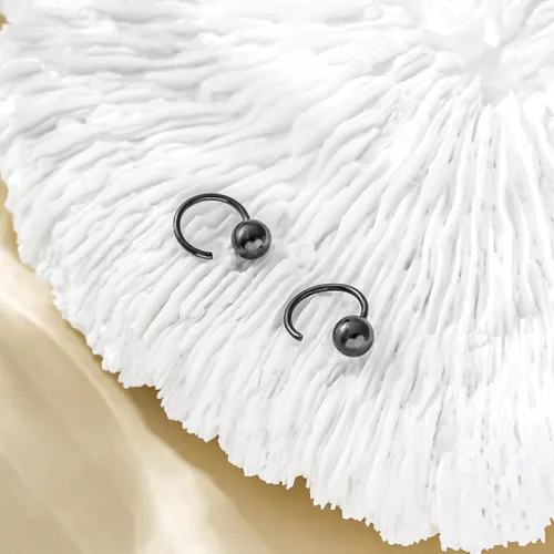 Miniatura 4 de CHIC & ARTSY Aretes de aro de plata de ley 925, pequeños aretes de aro de bola, barra, estrella, luna, corazón, cruz, punto, triángulo, medio aro