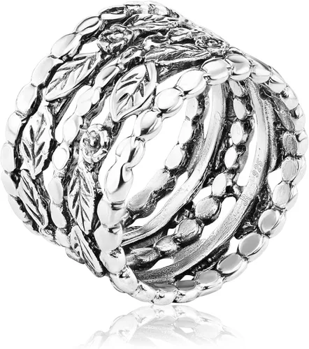 Anillo ancho de plata de ley 925, flores y hojas, oxidado, aspecto vintage, elegante, hipoalergénico, sin níquel ni plomo, colección de diseñador