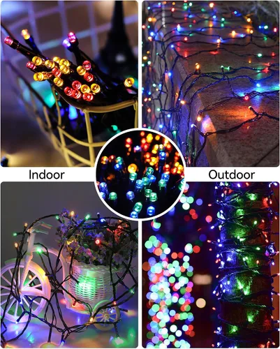 Miniatura 5 de Blingstar - Luces de Navidad de Cadena de Luces de Color, 33 pies, 100 LED, impermeables, multicolor, luces parpadeantes de 8 modos, 30 V