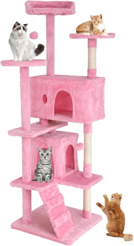 Miniatura 10 de Árbol para gatos de 70 pulgadas para gatos de interior, condominio de varios niveles con caja de arena, postes rascadores para gatos