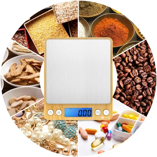 Miniatura 6 de AMIR Báscula digital de cocina, 17.64 oz, báscula digital de alimentos con pantalla LCD retroiluminada, 2 bandejas, 6 unidades (batería incluida)