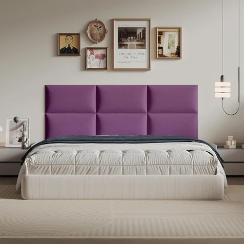 Miniatura 11 de Cabecero de palo color beige - Juego de 6 paneles montados en la pared para camas tamaño Queen, 61 x 30 cm, cabecero decorativo de fácil instalación