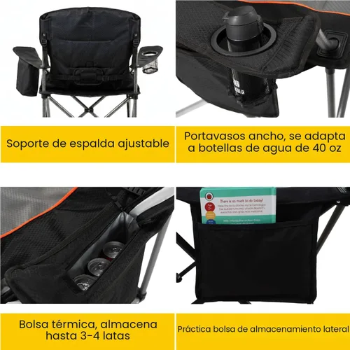 Miniatura 9 de FAIR WIND Juego de 2 sillas de camping totalmente acolchadas de gran tamaño, juego de sillas de césped resistentes con soporte lumbar ajustable